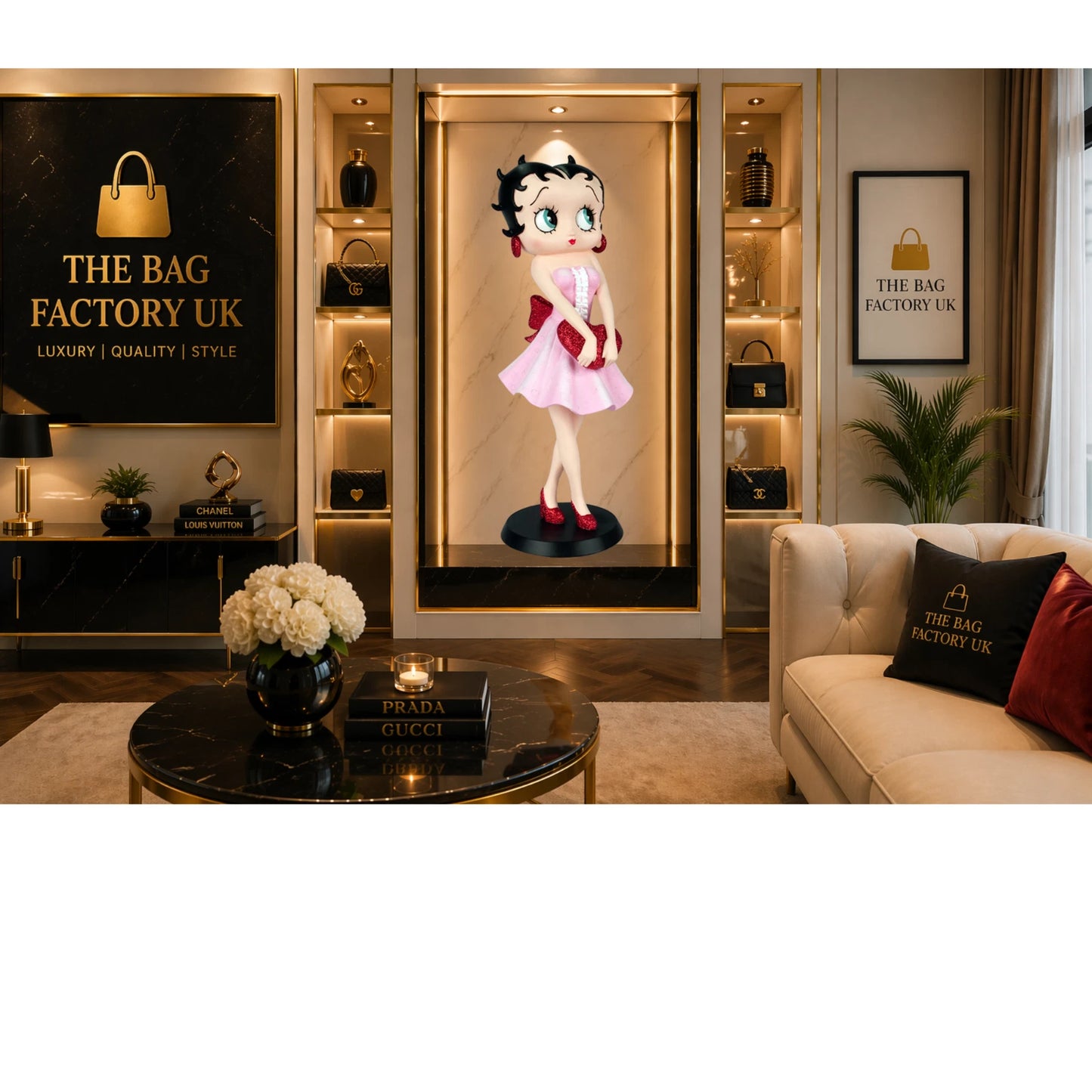 NEW BETTY BOOP HOLDING RED HEART FIGURINE 32CM VINTAGE ORNAMENT GIFT UK STOCK