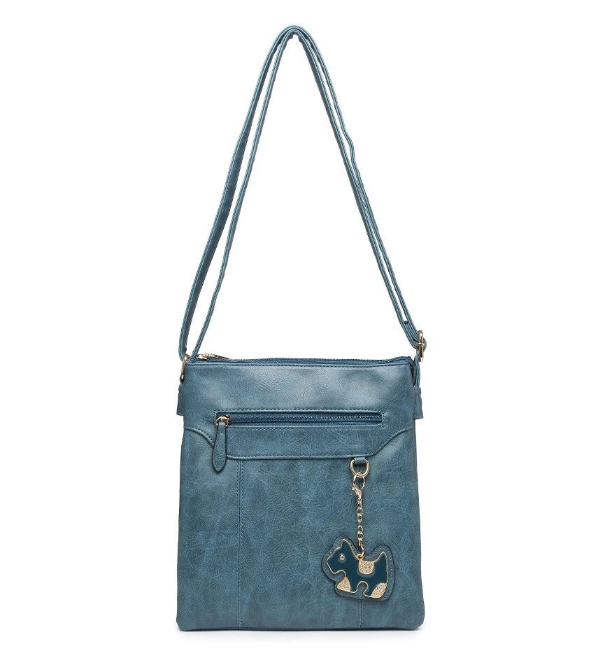 BOUTIQUE VEGAN LEATHER CROSSBODY/SHOULDER WOMEN'S DOG-BAG CHARM HANDBAG UK STOCK