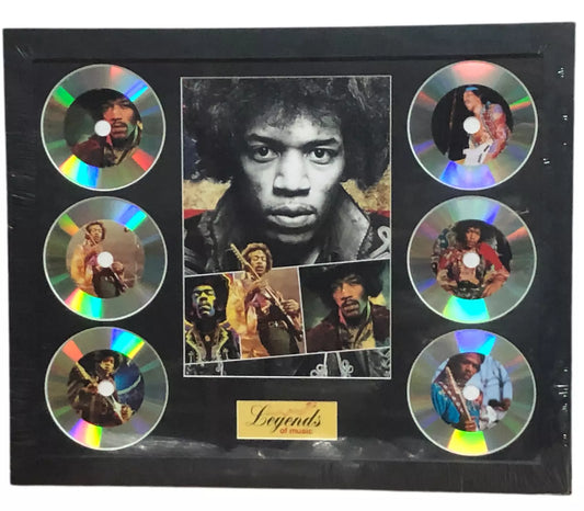 JIMI HENDRIX MEMORABILIA FRAMED PICTURE PRESENTATION DISC SET LEGENDS OF MUSIC UK STOCK