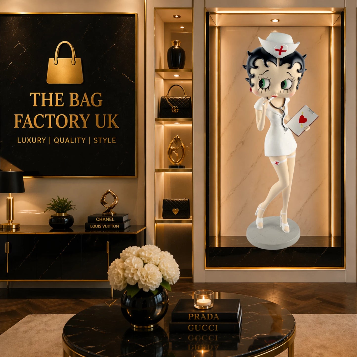 NEW BETTY BOOP NURSE STANDING FIGURINE 34CM VINTAGE COLLECTABLE ORNAMENT GIFT UK STOCK