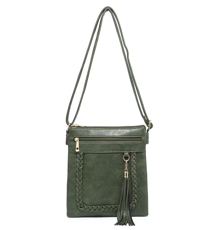 BOUTIQUE VEGAN LEATHER CROSSBODY BAG WOMEN'S TASSELS SHOULDER HANDBAG UK STOCK