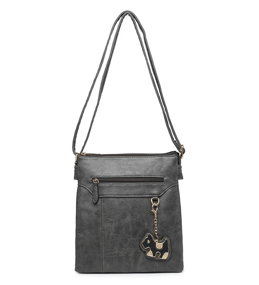 BOUTIQUE VEGAN LEATHER CROSSBODY/SHOULDER WOMEN'S DOG-BAG CHARM HANDBAG UK STOCK