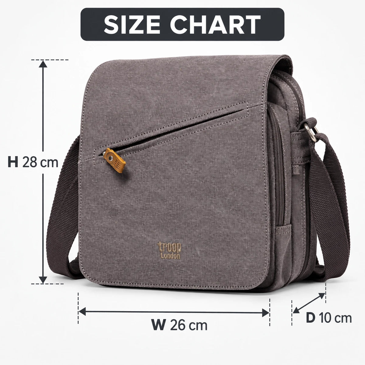 TROOP  LONDON TRP0238 CLASSIC CANVAS CROSSBODY SHOULDER BAG UNISEX GIFT