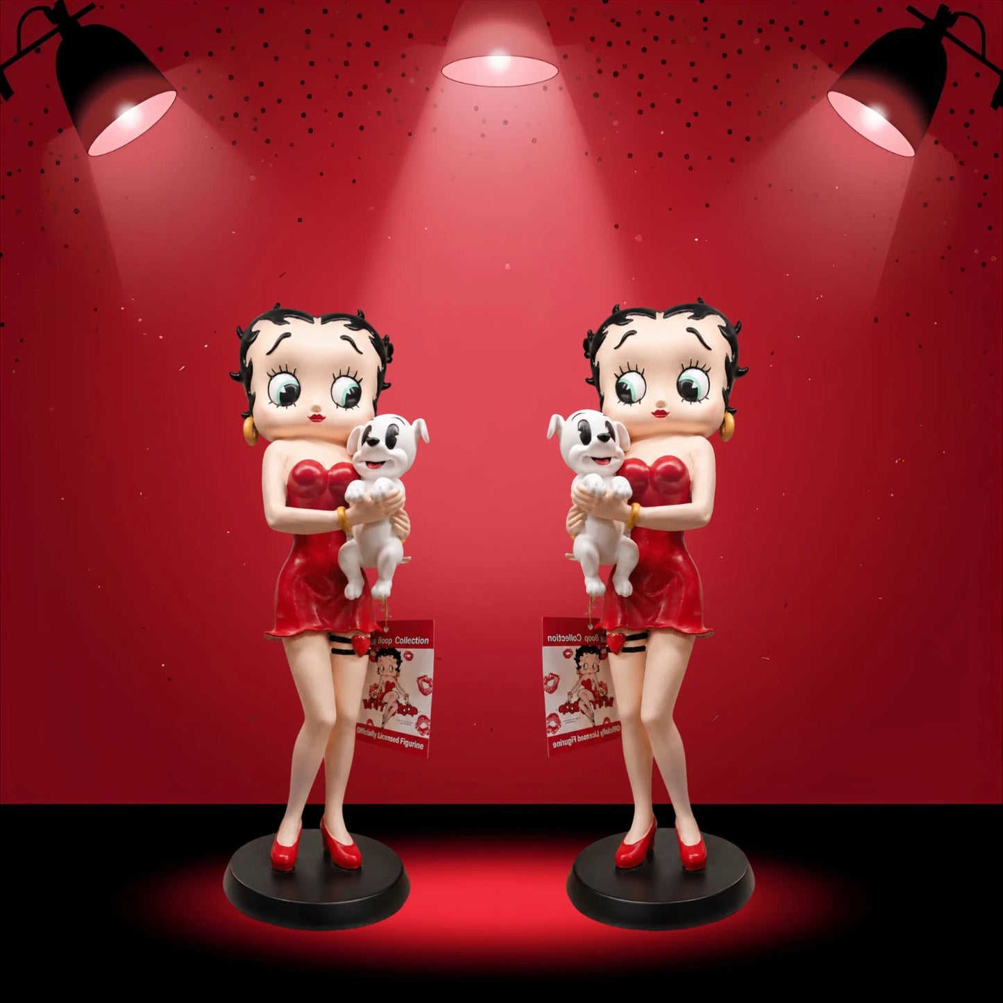 BETTY BOOP RED DRESS FIGURINE HOLDING DOG GARTER COLLECTIBLE ORNAMENT VINTAGE UK STOCK
