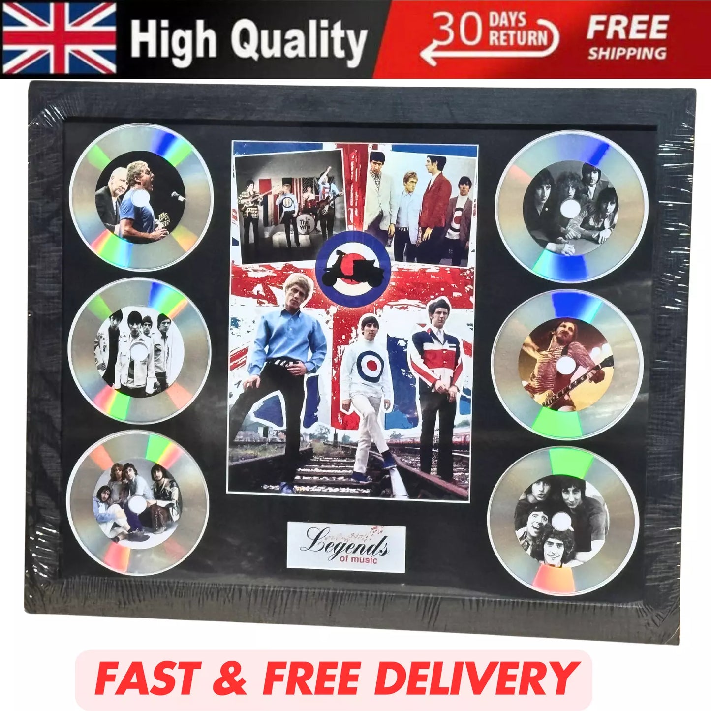 THE WHO MEMORABILIA FRAMED PICTURE PRESENTATION DISC SET LEGENDS OF MUSIC UK STOCK