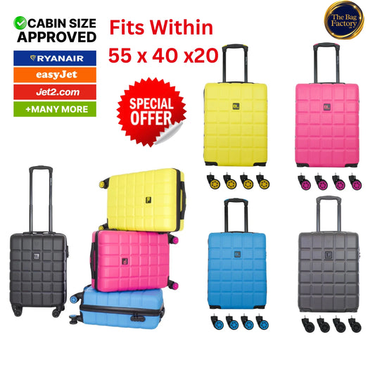 Ryanair fits 55x40x20cm Cabin ABSHardShell 4 wheel Suitcase Lightweight UK STOCK