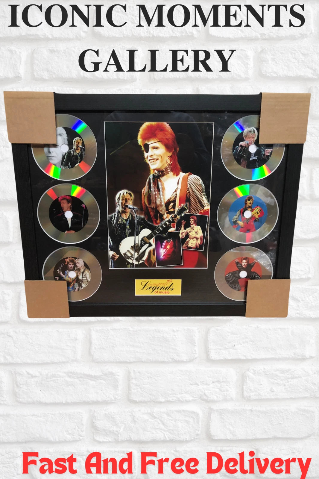 DAVID BOWIE MEMORABILIA FRAMED PICTURE PRESENTATION DISC SET LEGENDS OF UK MUSIC