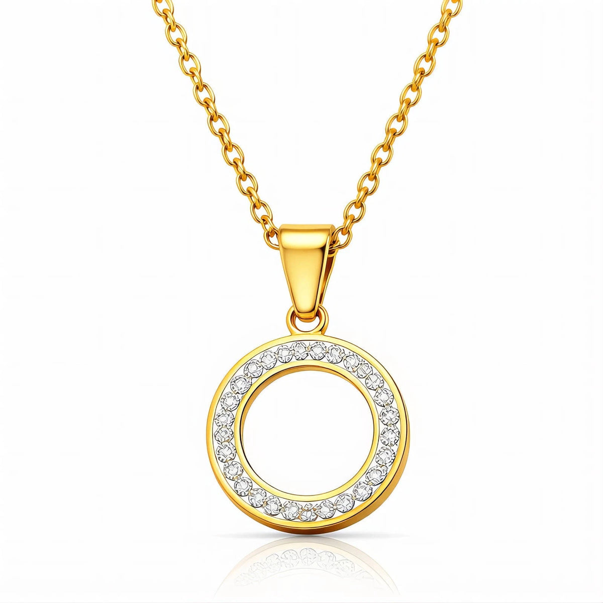 CZ ANCHOR NECKLACE 18K GOLD PLATED TITANIUM STEEL WATERPROOF ANTI TARNISH WOMEN