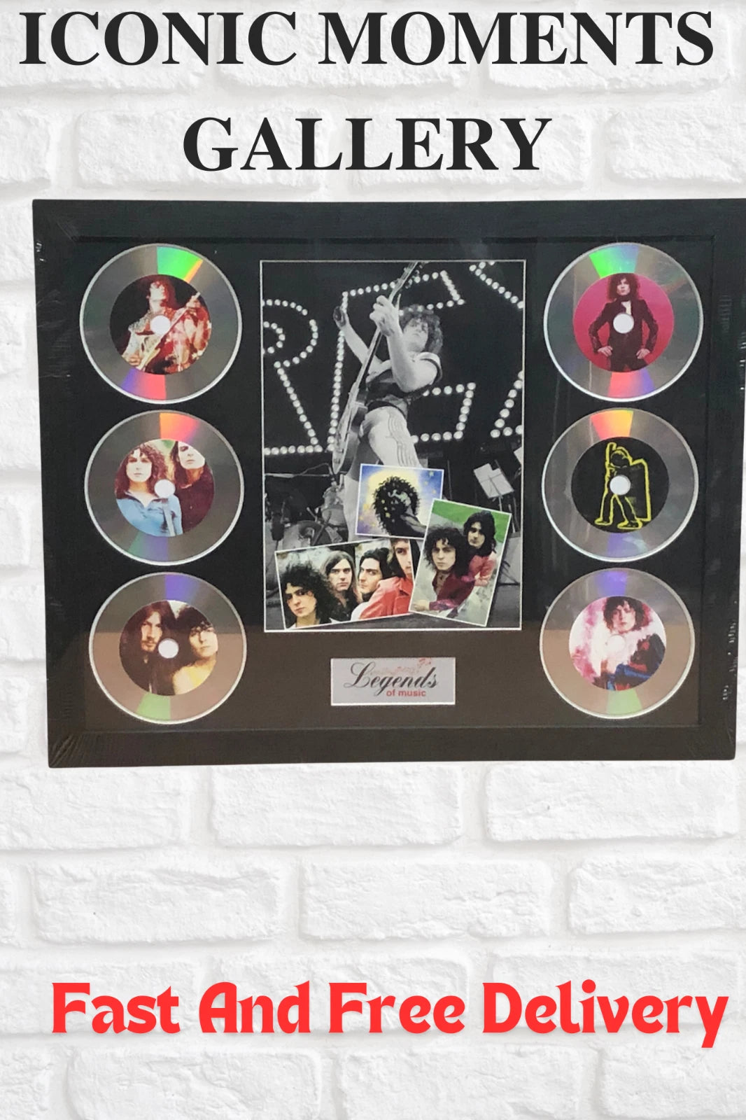 T.REX MEMORABILIA FRAMED PICTURE PRESENTATION DISC SET LEGENDS OF MUSIC UK STOCK