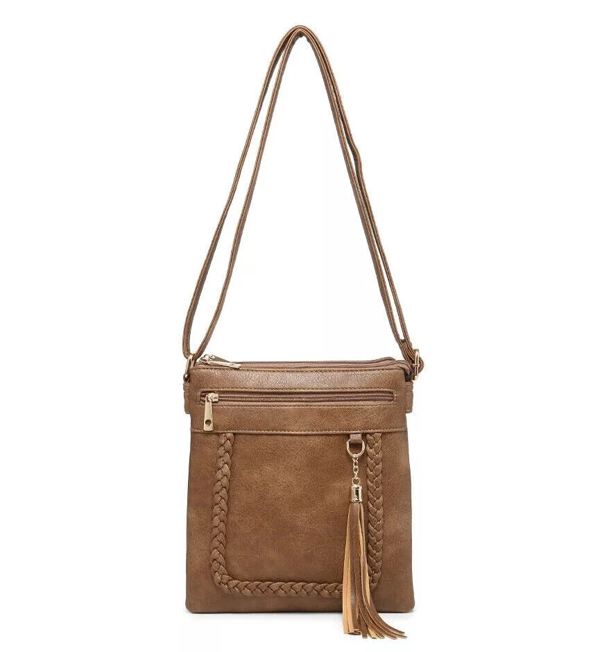 BOUTIQUE VEGAN LEATHER CROSSBODY BAG WOMEN'S TASSELS SHOULDER HANDBAG UK STOCK
