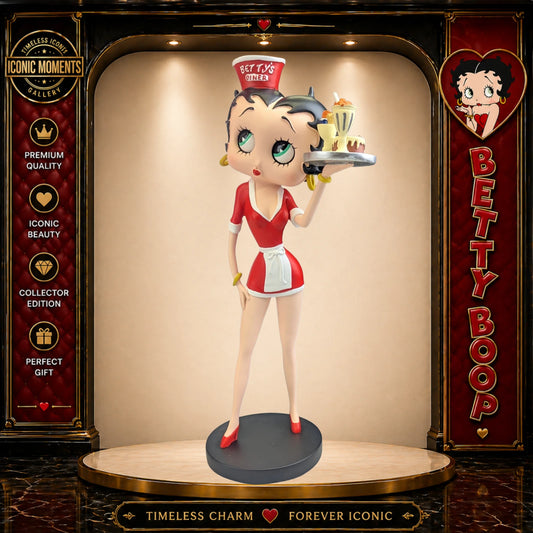 NEW BETTY BOOP DINER WAITRESS RED FIGURINE 31.5CM VINTAGE ORNAMENT GIFT DECOR UK STOCK