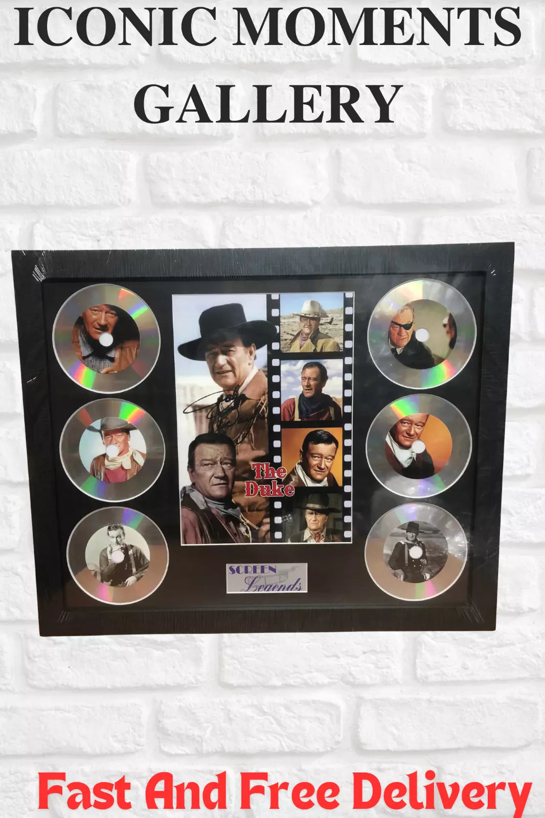 JOHN WAYNE MEMORABILIA FRAMED PICTURE PRESENTATION DISC SET LEGENDS OF MUSIC UK STOCK