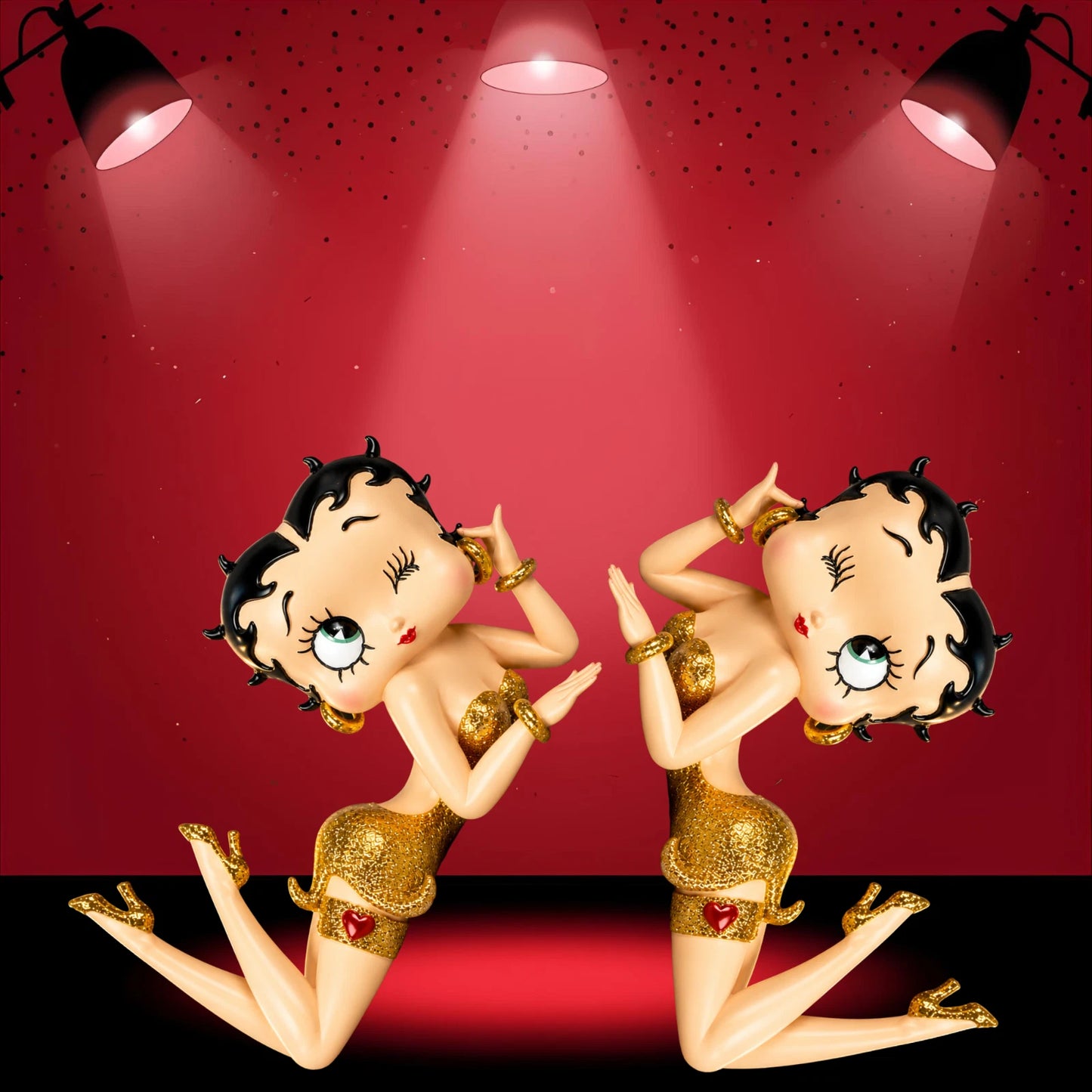NEW BETTY BOOP LYING DOWN GOLD GLITTER DRESS FIGURINE COLLECTIBLE VINTAGE GIFT UK STOCK
