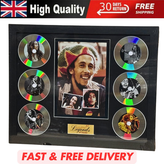 BOB MARLEY MEMORABILIA FRAMED PICTURE PRESENTATION DISC SET LEGENDS OF MUSIC UK STOCK