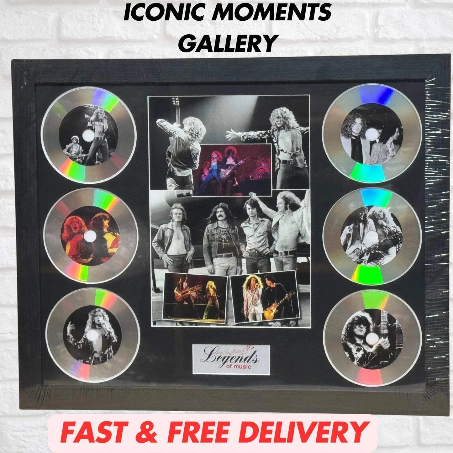 LED ZEPPELIN MEMORABILIA FRAMED PICTURE PRESENTATION DISC SET LEGENDS MUSIC UK