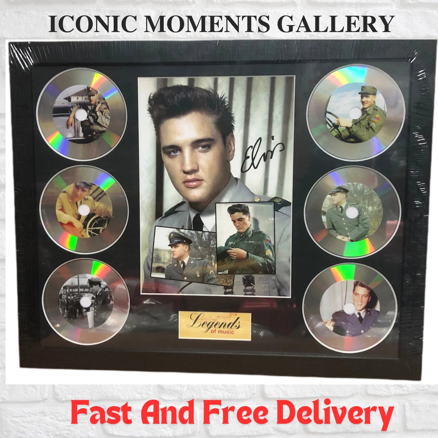 ELVIS PRESLEY MEMORABILIA FRAMED PICTURE PRESENTATION DISC SET LEGENDS OF MUSIC UK STOCK