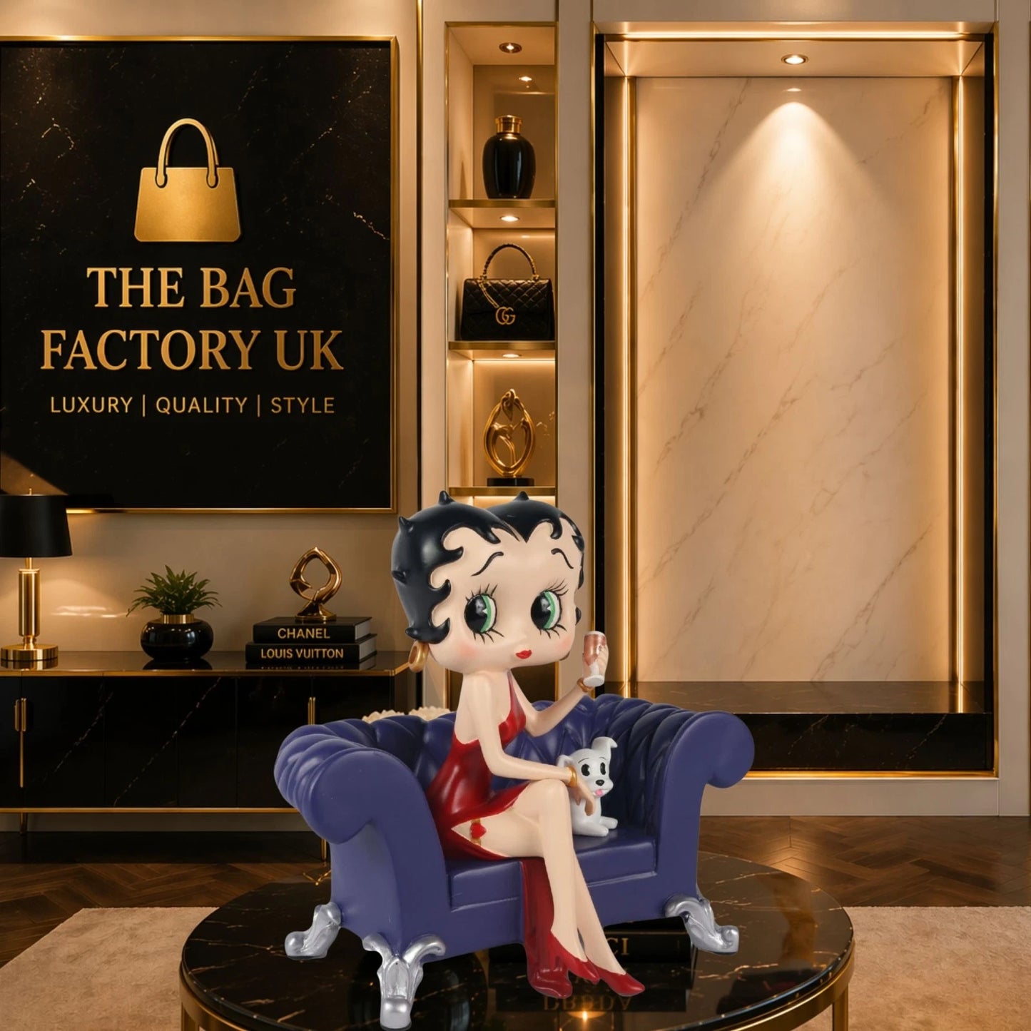 NEW BETTY BOOP ON SETTEE FIGURINE 22CM VINTAGE ORNAMENT COLLECTABLE STATUE GIFT UK STOCK
