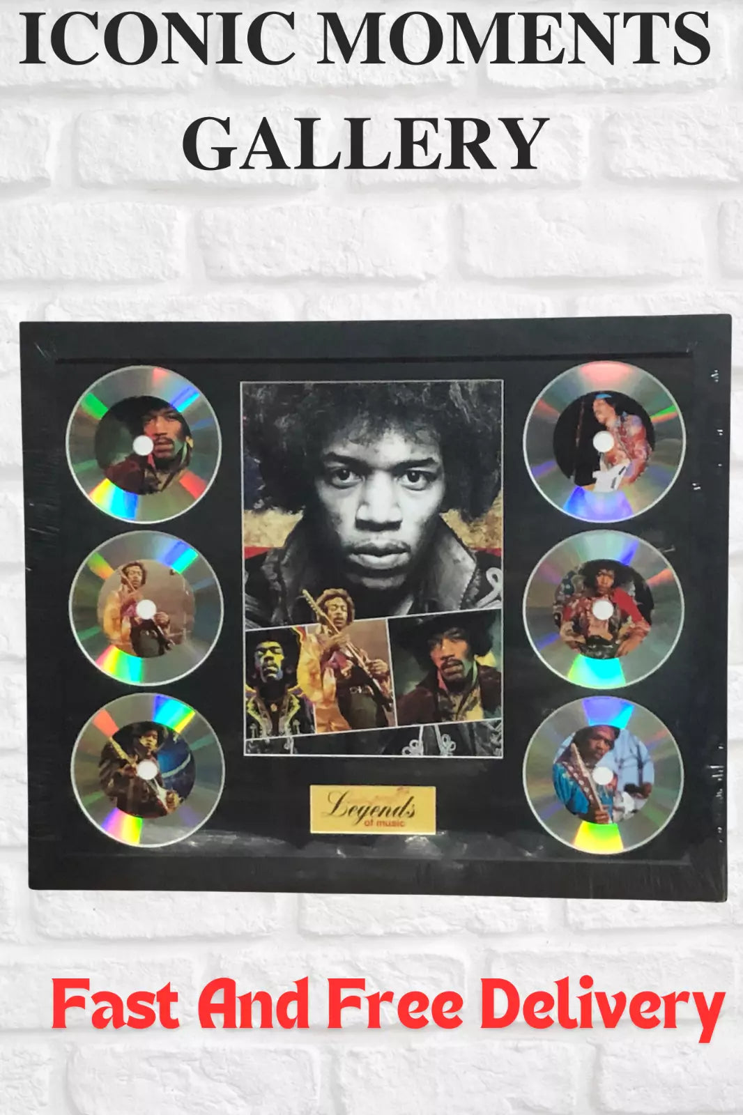 JIMI HENDRIX MEMORABILIA FRAMED PICTURE PRESENTATION DISC SET LEGENDS OF MUSIC UK STOCK
