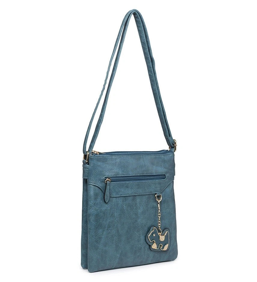BOUTIQUE VEGAN LEATHER CROSSBODY/SHOULDER WOMEN'S DOG-BAG CHARM HANDBAG UK STOCK
