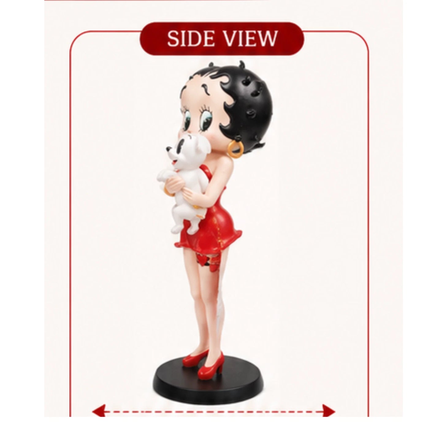 BETTY BOOP RED DRESS FIGURINE HOLDING DOG GARTER COLLECTIBLE ORNAMENT VINTAGE UK STOCK