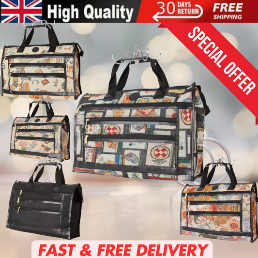 MEDIUM TAPESTRY SHOPPING BAG WITH ZIP MAIN COMPARTMENT MULTIPLE POCKETS SH107 UK STOCK