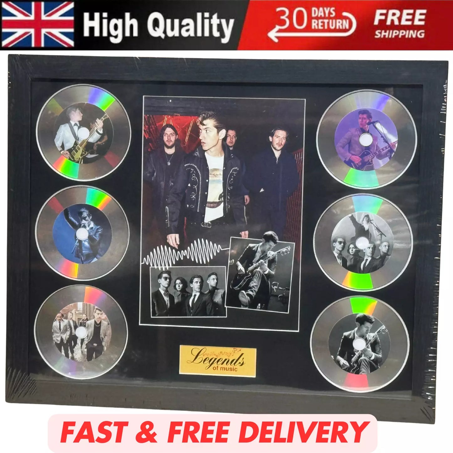 ARCTIC MONKEYS MEMORABILIA FRAMED PICTURE PRESENTATION DISC SET LEGENDS OF MUSIC UK STOCK