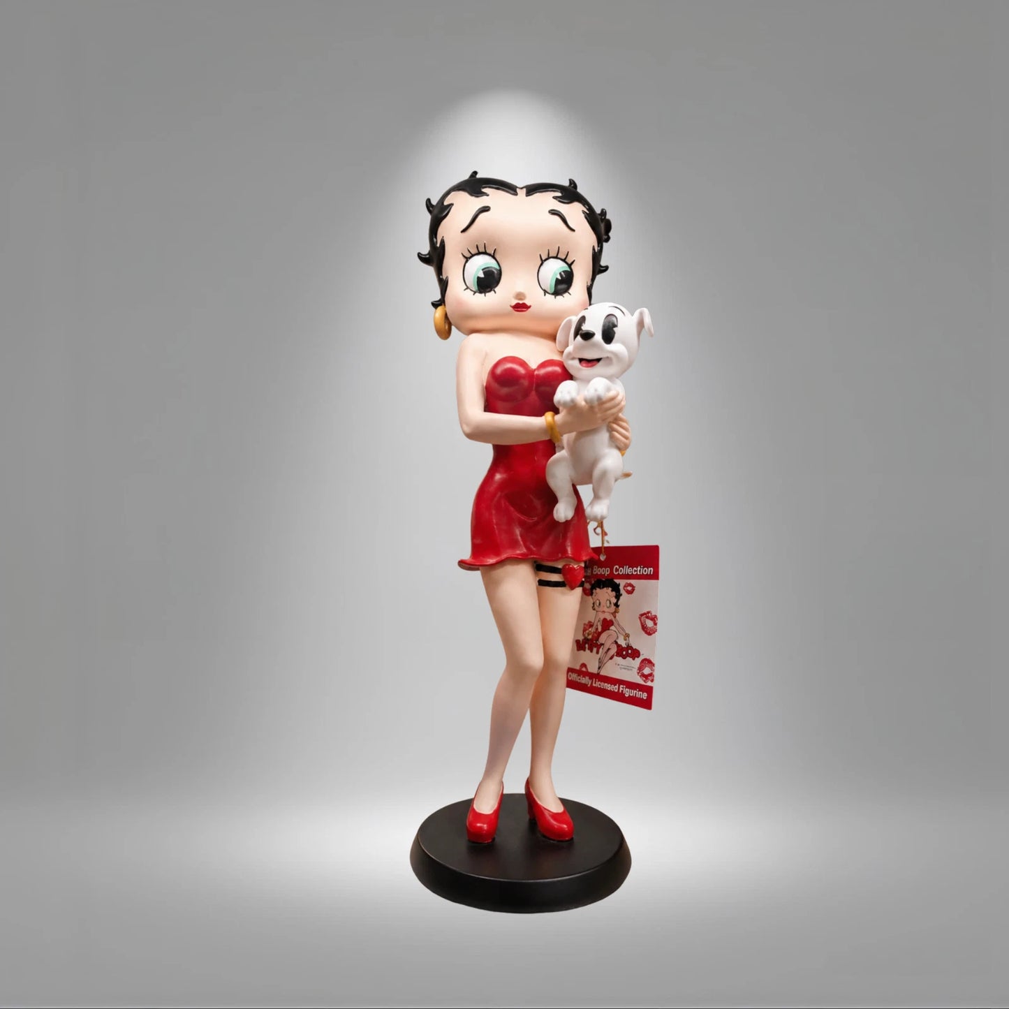 BETTY BOOP RED DRESS FIGURINE HOLDING DOG GARTER COLLECTIBLE ORNAMENT VINTAGE UK STOCK