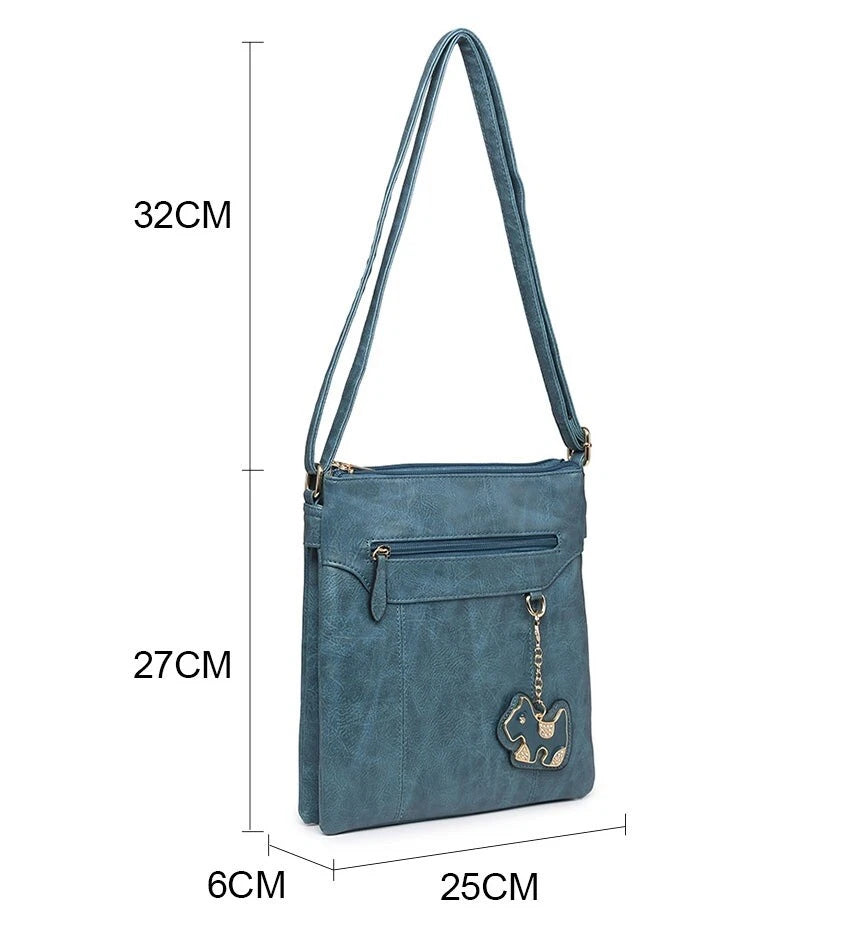 BOUTIQUE VEGAN LEATHER CROSSBODY/SHOULDER WOMEN'S DOG-BAG CHARM HANDBAG UK STOCK