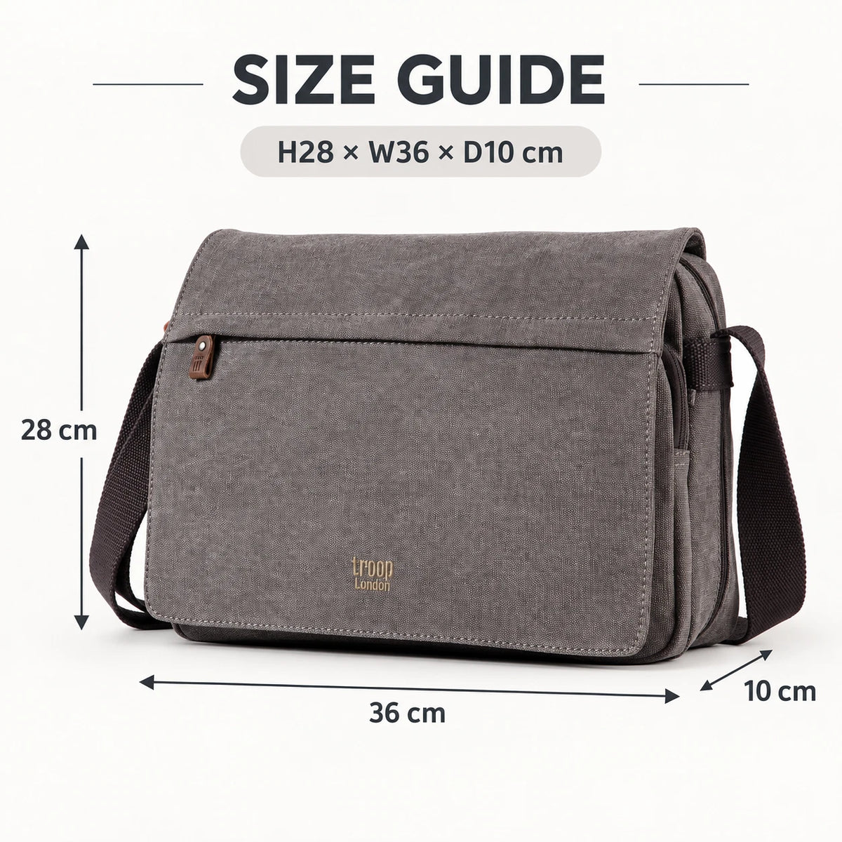TROOP LONDON TRP0241 CLASSIC CANVAS CROSSBODY SHOULDER BAG WORK MESSENGER UNISEX