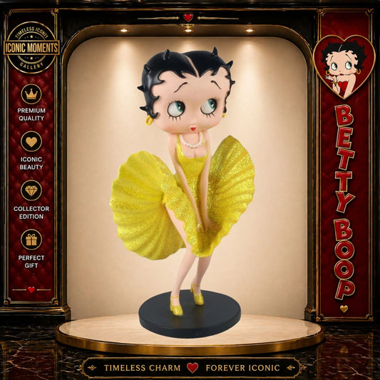 NEW BETTY BOOP COOL BREEZE YELLOW GLITTER FIGURINE 32CM VINTAGE ORNAMENT GIFT UK STOCK