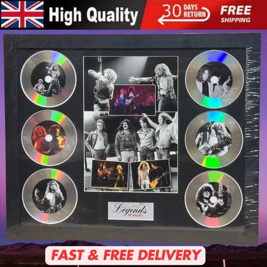 LED ZEPPELIN MEMORABILIA FRAMED PICTURE PRESENTATION DISC SET LEGENDS MUSIC UK STOCK