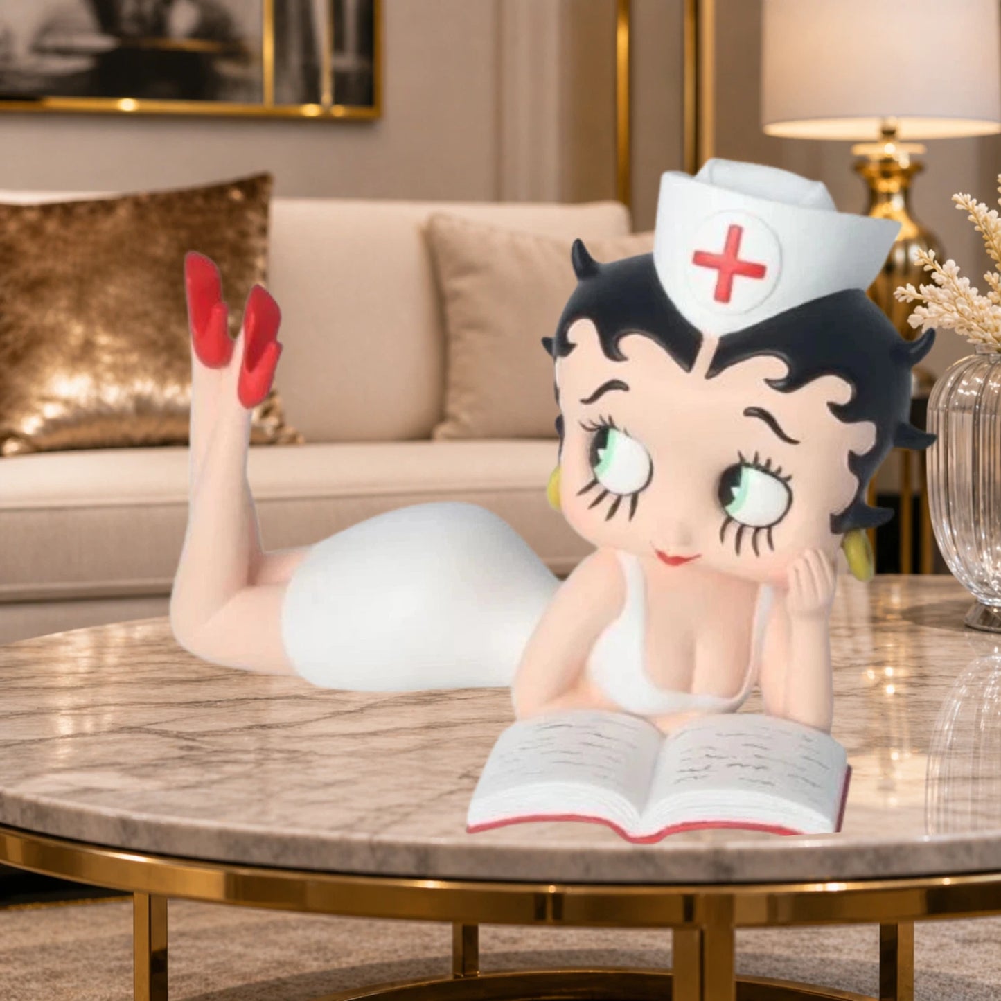 NEW BETTY BOOP NURSE LYING DOWN FIGURINE 19CM VINTAGE ORNAMENT COLLECTIBLE GIFT UK STOCK