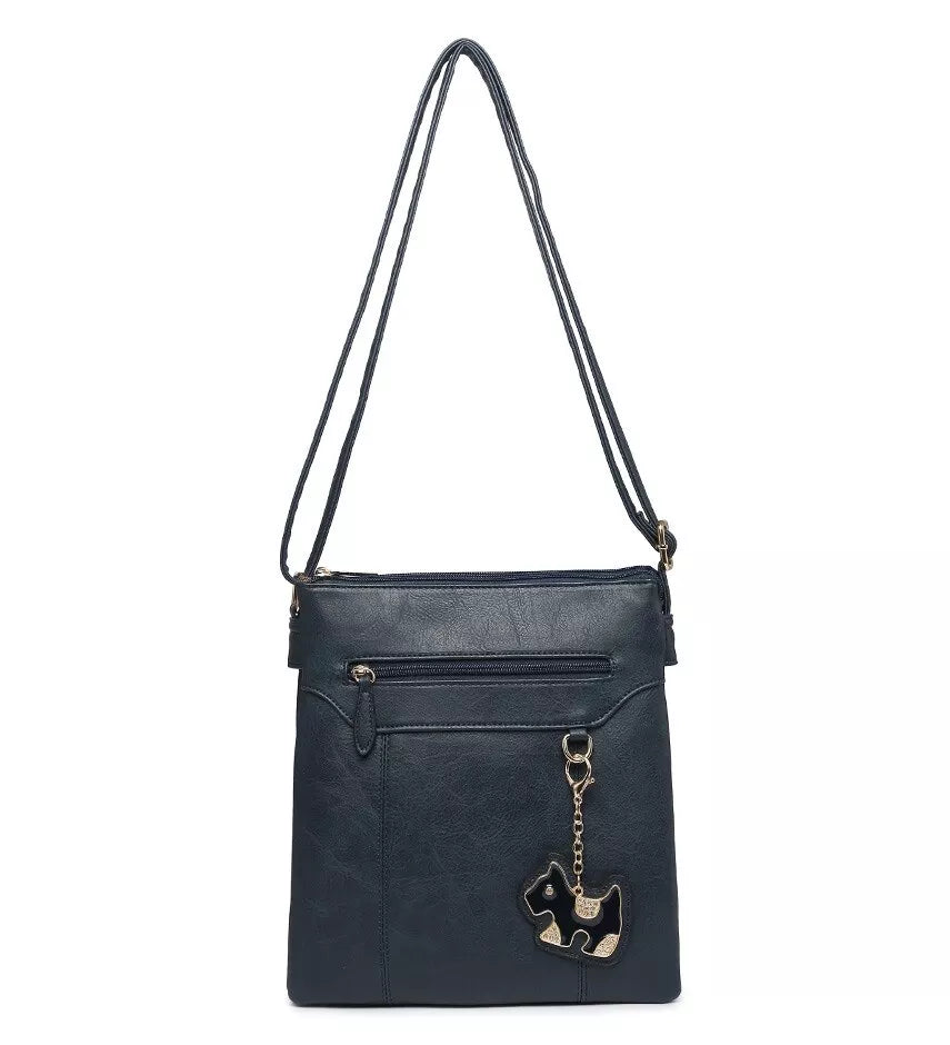 BOUTIQUE VEGAN LEATHER CROSSBODY/SHOULDER WOMEN'S DOG-BAG CHARM HANDBAG UK STOCK