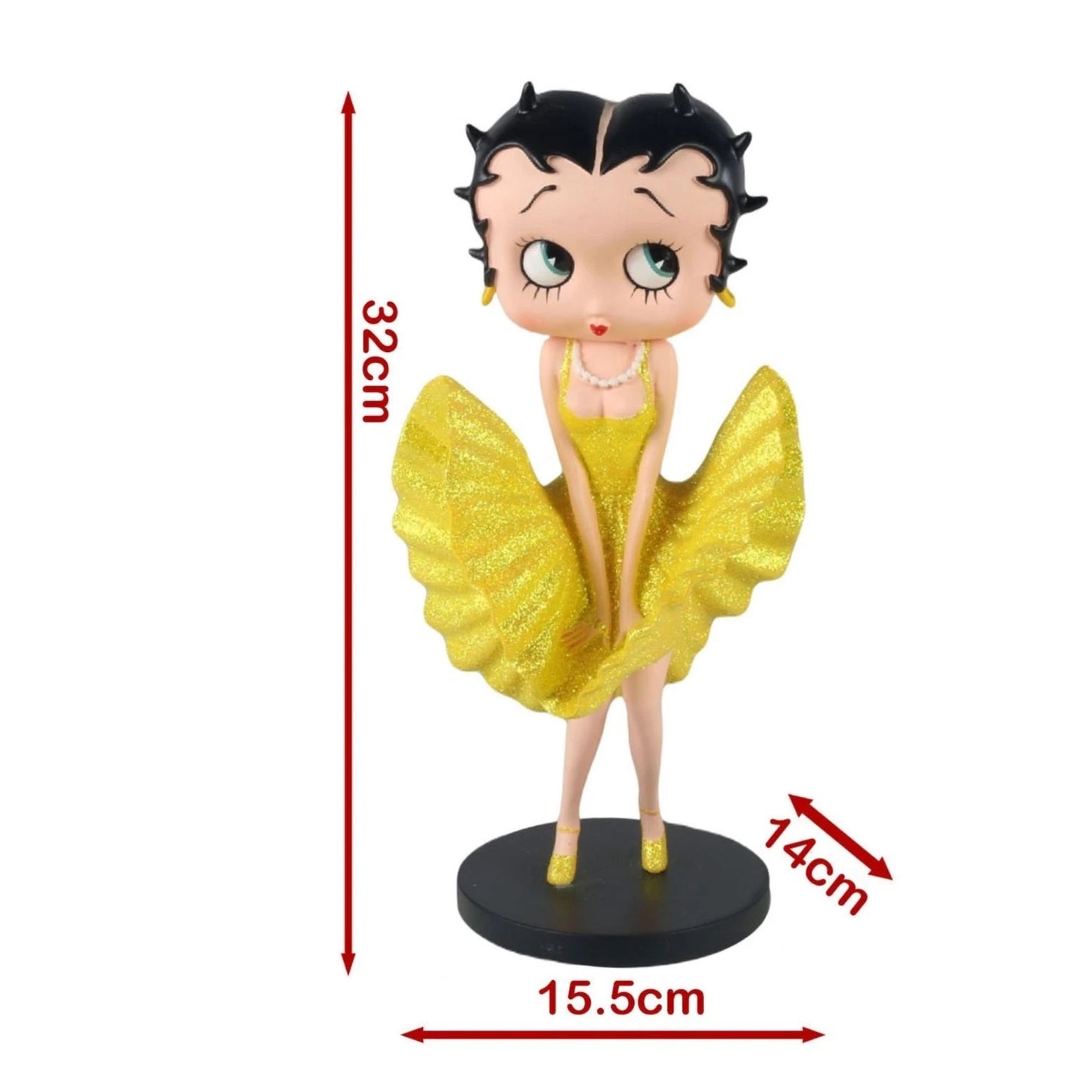 NEW BETTY BOOP COOL BREEZE YELLOW GLITTER FIGURINE 32CM VINTAGE ORNAMENT GIFT UK STOCK