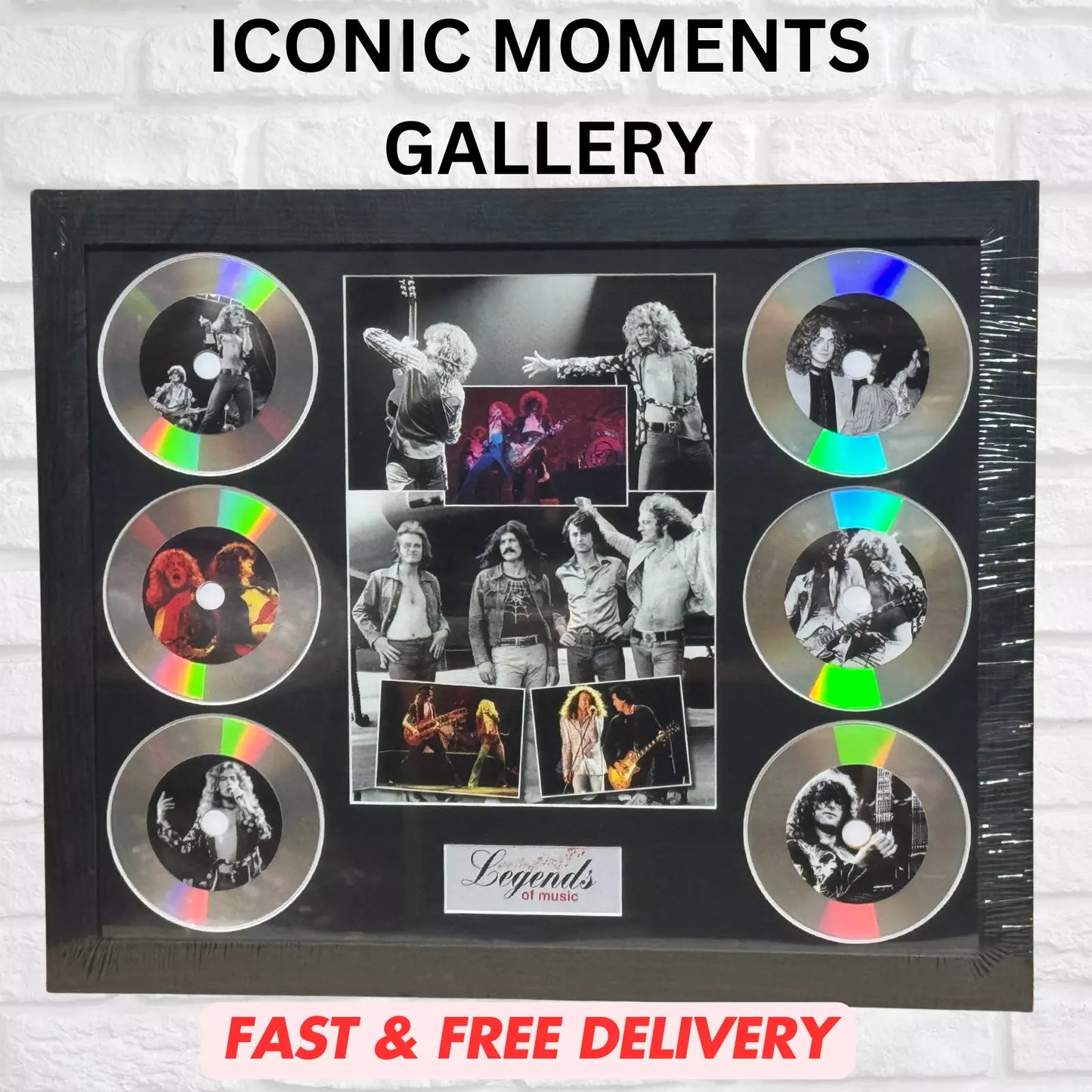 LED ZEPPELIN MEMORABILIA FRAMED PICTURE PRESENTATION DISC SET LEGENDS MUSIC UK STOCK