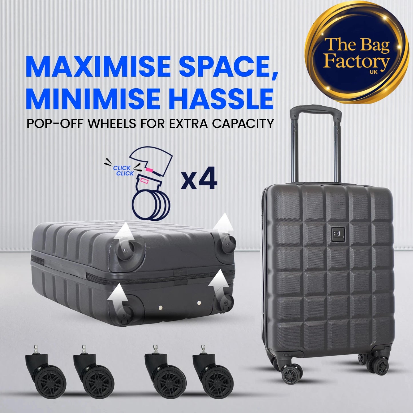 Ryanair fits 55x40x20cm Cabin ABSHardShell 4 wheel Suitcase Lightweight UK STOCK