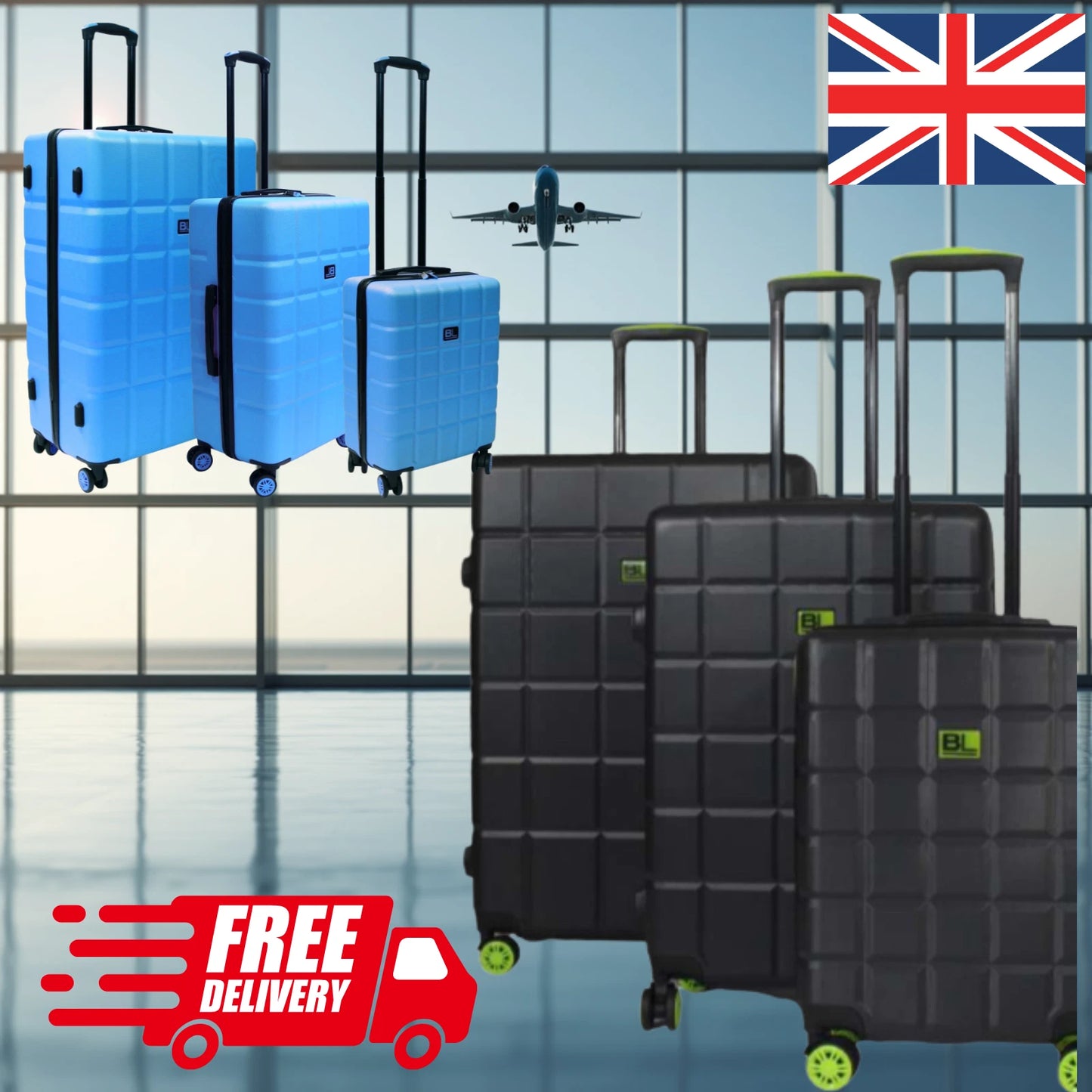 CABIN LARGE LIGHTWEIGHT ABS HARD SHELL SUITCASE 4 WHEEL SPIN TRAVEL LUGGAGE BAG UK STOCK