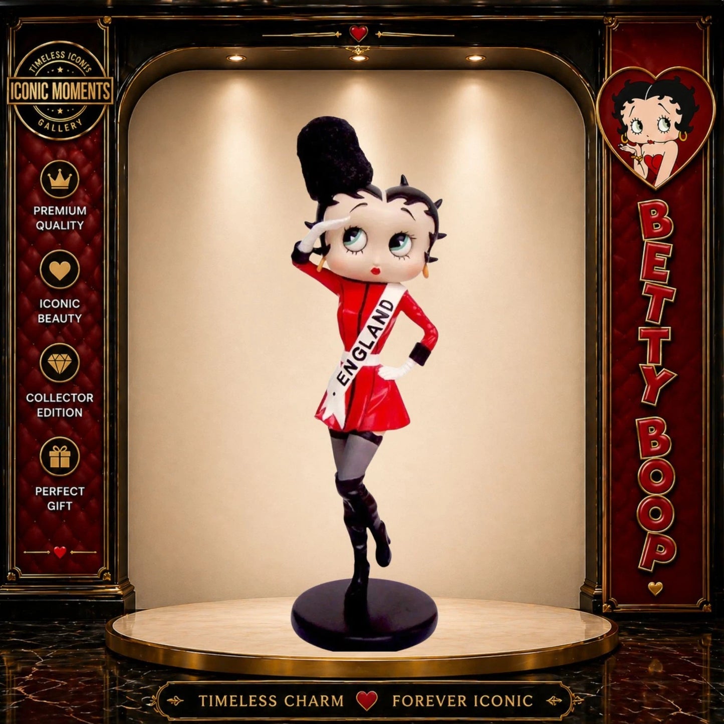 NEW BETTY BOOP ENGLAND COSTUME FIGURINE 33.5CM VINTAGE ORNAMENT GIFT COLLECTIBLE UK STOCK