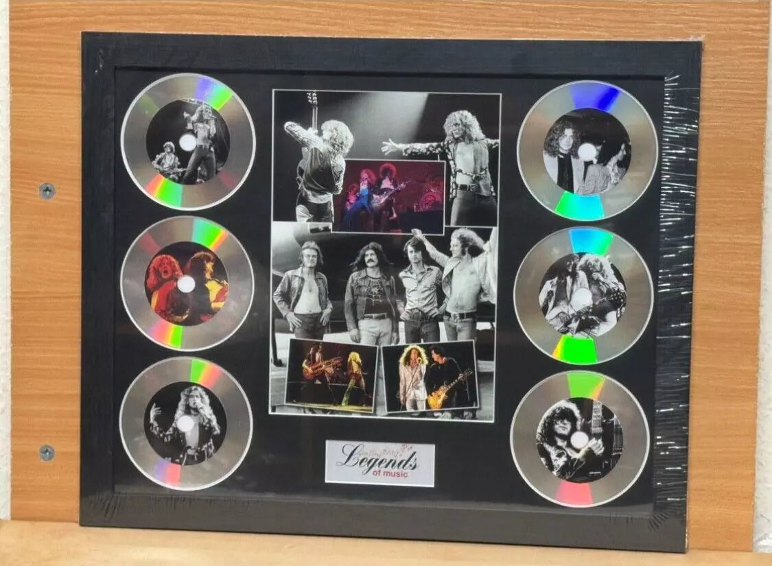 LED ZEPPELIN MEMORABILIA FRAMED PICTURE PRESENTATION DISC SET LEGENDS MUSIC UK STOCK