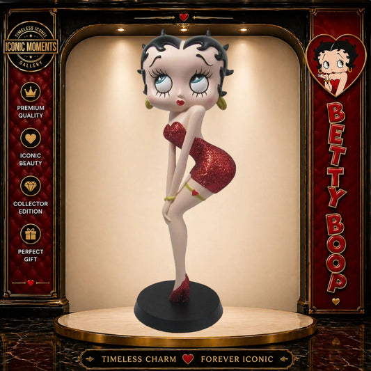 NEW BETTY BOOP CLASSIC POSE RED GLITTER DRESS FIGURINE 29CM VINTAGE ORNAMENT UK STOCK