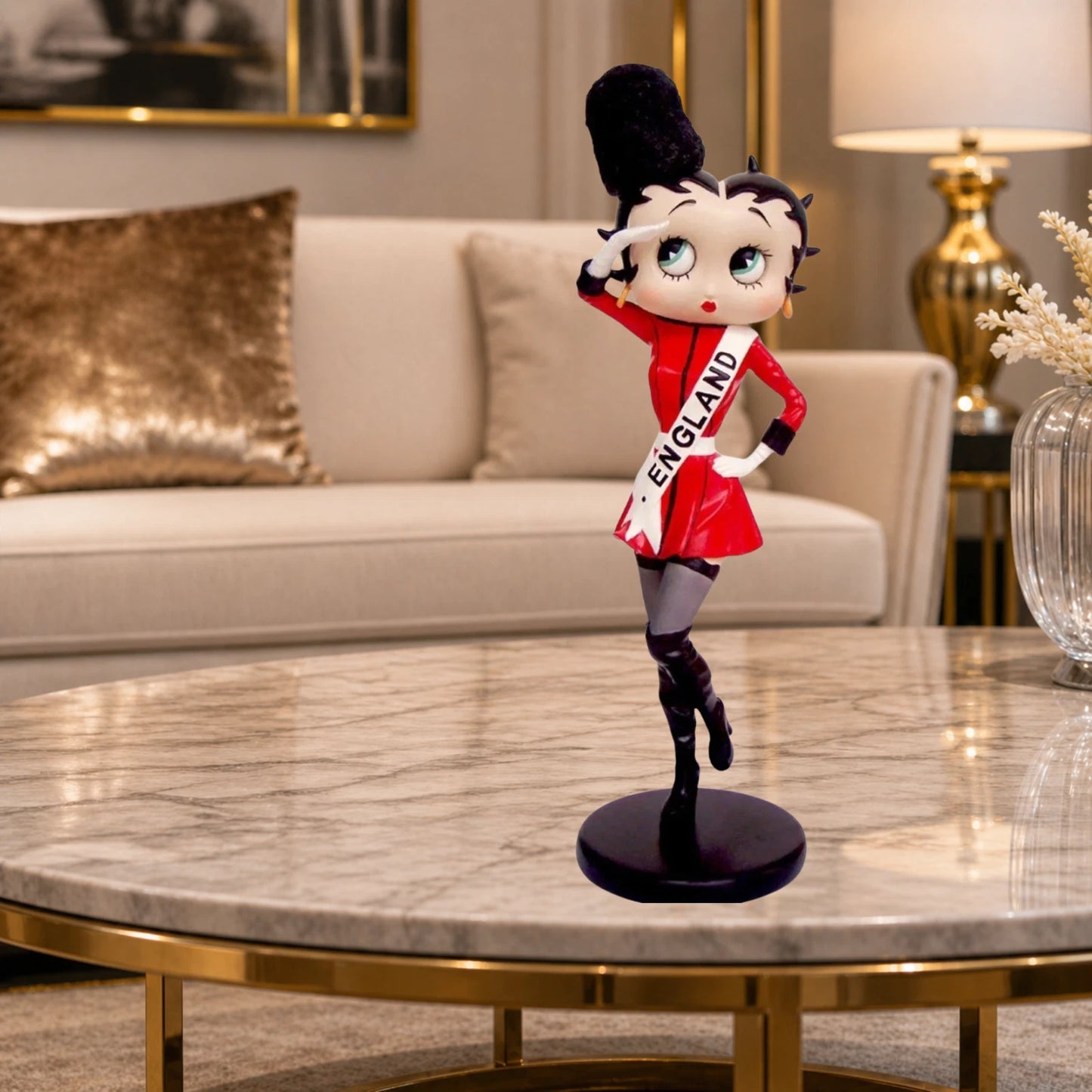NEW BETTY BOOP ENGLAND COSTUME FIGURINE 33.5CM VINTAGE ORNAMENT GIFT COLLECTIBLE UK STOCK