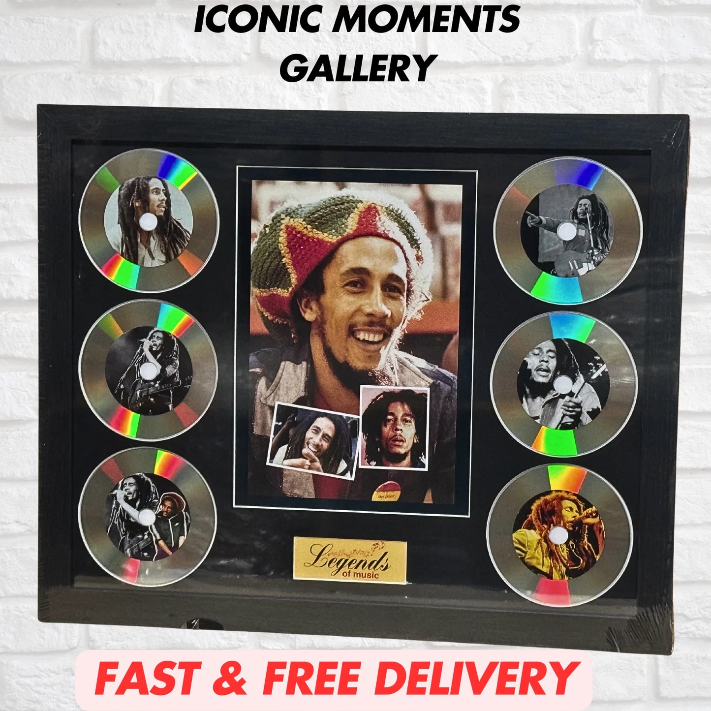 BOB MARLEY MEMORABILIA FRAMED PICTURE PRESENTATION DISC SET LEGENDS OF MUSIC UK STOCK