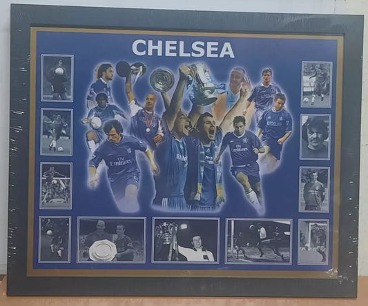 CHELSEA FC LEGENDS FRAMED COLLAGE - ICONIC MOMENTS AND LEGENDARY PLAYERS TRIBUTE UK STOCK