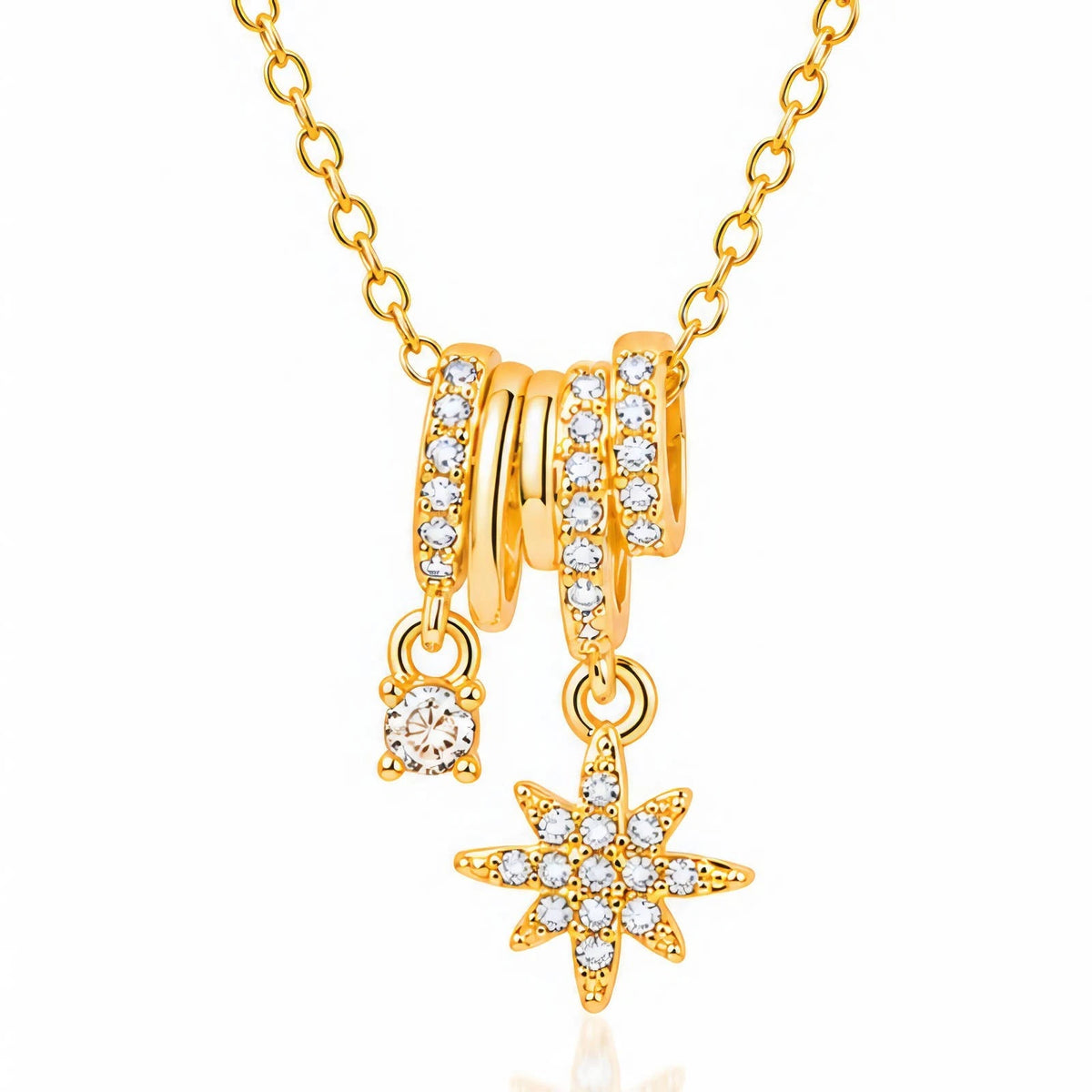 18K GOLD PLATED TITANIUM STEEL STAR NECKLACE WATERPROOF CELESTIAL CHARM PENDANT