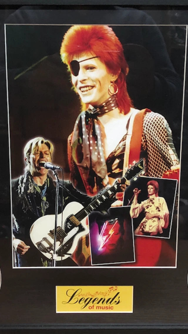 DAVID BOWIE MEMORABILIA FRAMED PICTURE PRESENTATION DISC SET LEGENDS OF UK MUSIC
