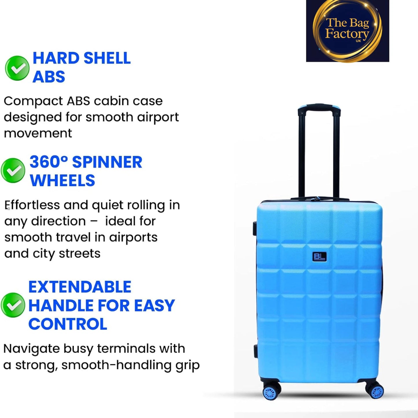 CABIN LARGE LIGHTWEIGHT ABS HARD SHELL SUITCASE 4 WHEEL SPIN TRAVEL LUGGAGE BAG UK STOCK