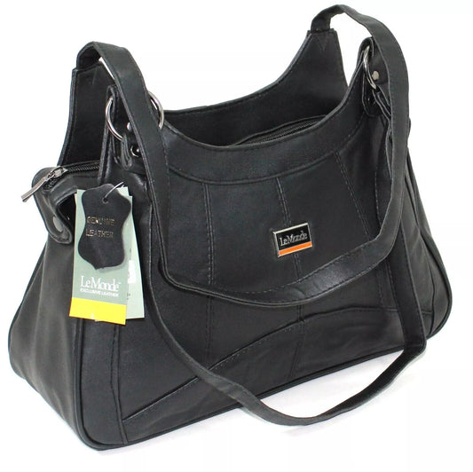 WOMEN'S GENUINE REAL LEATHER ORGANISER SHOULDER BAG WITH MULTI POCKETS HANDBAG UK STOCK