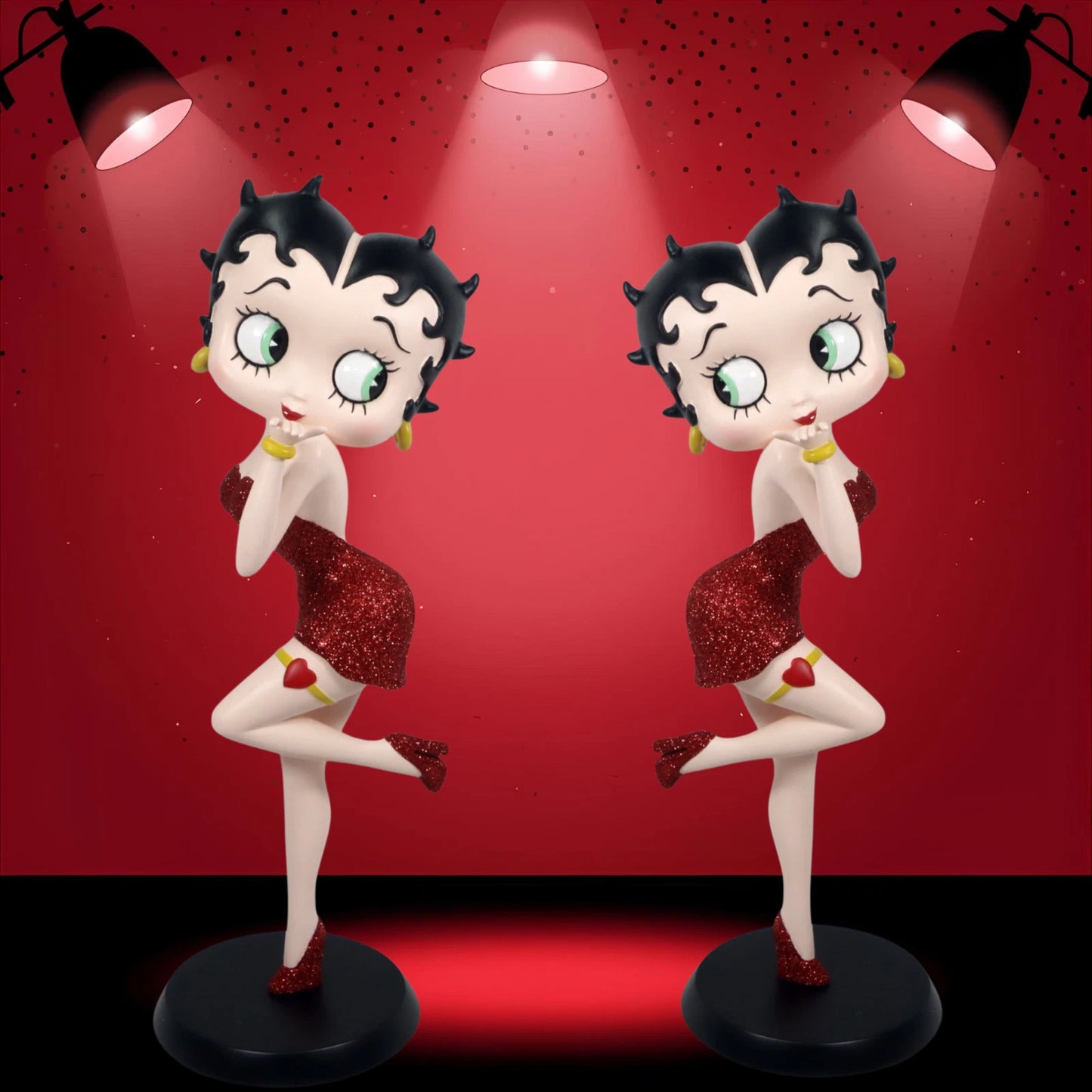 BETTY BOOP RED GLITTER DRESS FIGURINE BLOWING KISSES ORNAMENT GIFT 32CM DECOR UK STOCK