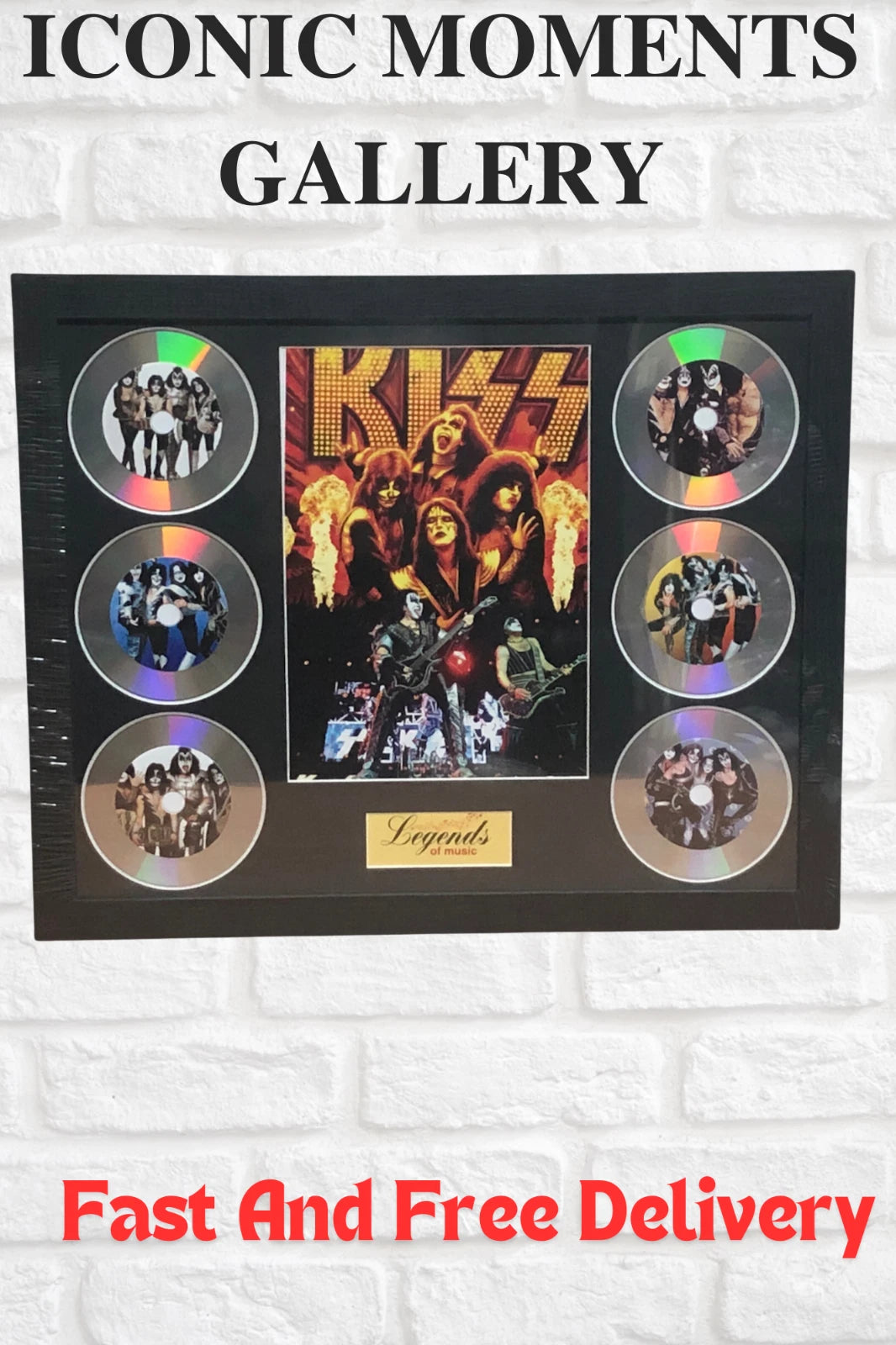 KISS MEMORABILIA FRAMED PICTURE PRESENTATION DISC SET LEGENDS OF POP MUSIC UK