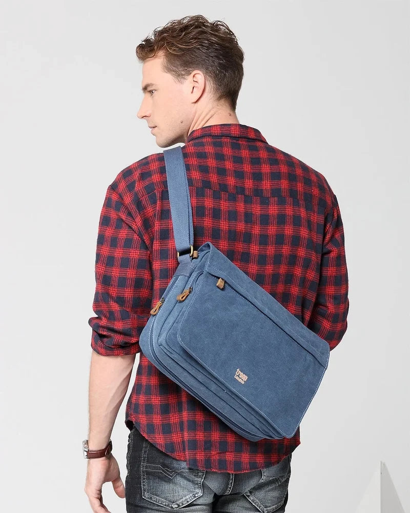 TROOP LONDON TRP0241 CLASSIC CANVAS CROSSBODY SHOULDER BAG WORK MESSENGER UNISEX